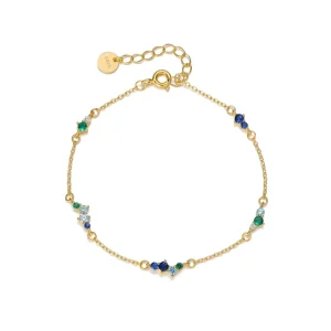 Factory 925 Sterling Silver Multicolor Zircon Chain Bracelet for Women