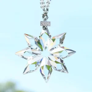 Factory Clear Quartz Crystal Snowflake Car Hanging Ornament Pendant Car Interior Decorative Charm