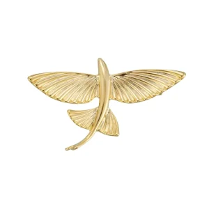Factory Custom Gold-Plated Brass Alloy Flying Fish Brooch