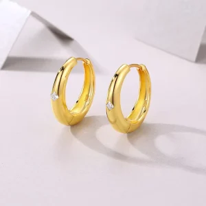 Factory Direct 18K Gold Plated Moissanite Hoop Earrings