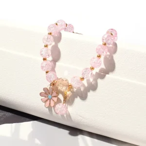 Factory Direct Colorful Daisy Glass Bead Bracelet