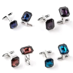 Factory Direct Diamond Alloy Cufflinks with Tie Clip Set for Men Wedding