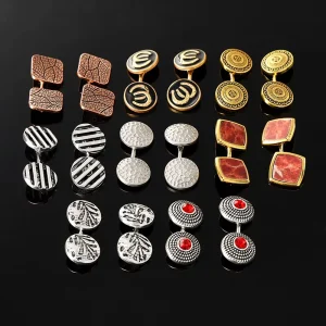 Factory Direct Metal Stripe Flower Men’s Cufflinks for Weddings