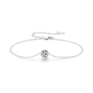 Factory Direct S925 Sterling Silver Classic Link Chain Bracelet 0.5ct D Color Moissanite for Women