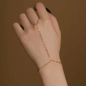 Factory Direct S925 Sterling Silver Finger Chain Bracelet 18K Gold Plated Hand Chain Fine Jewelry for Women OEM ODM
