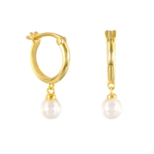 Factory Fine Jewelry Gold Plated 925 Sterling Silver Freshwater Pearl Hoop Earrings for Women