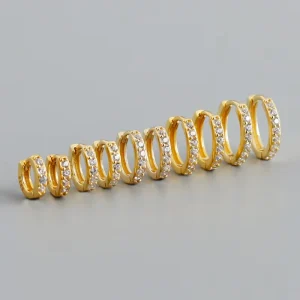 Factory Gold Plated 925 Sterling Silver Circle Round Cubic Zircon Hoop Earrings for Women