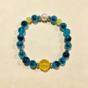 Factory Natural Stone Crystal Shell Pearl Citrine Blue Sugar Core Agate Bead Bracelet