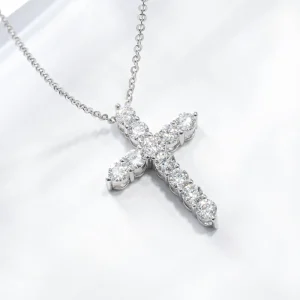 Factory Outlet 925 Silver 2ct Round Cut VVS Moissanite Diamond Cross Pendants Charms Fine Jewelry Women