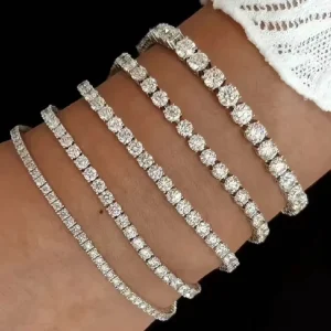 Factory Price Hip Hop Iced Out 2mm 3mm 4mm VVS S925 Sterling Silver Moissanite Lab Diamond Tennis Chain Bracelet