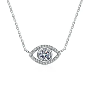 Factory Real 925 Sterling Silver Devil Eye Moissanite Pendant Necklace for Women