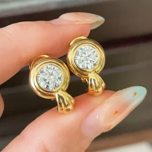 Factory S925 Silver-Plated 18K Gold Vintage 2ct Moissanite Earrings