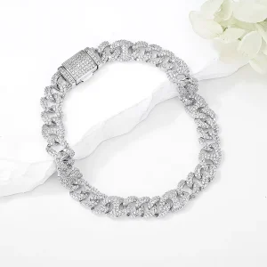 Factory Trendy Classic Style Men’s Cuban Chain 925 Sterling Silver Rhodium Plated Zircon High Quality Moissanite