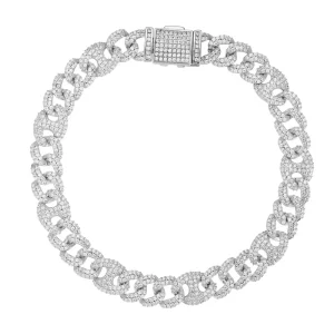 Factory Trendy Classic Style Men’s Cuban Chain Bracelet 925 Sterling Silver Zircon High Quality Moissanite