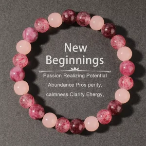 Factory Vintage Crystal Strand Beaded Bracelet with Natural Stone, Unisex