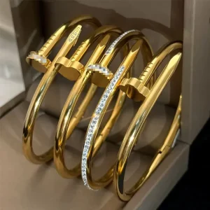 Factory Waterproof Non-Fading Stainless Steel Diamond-Encrusted Women’s Bangle