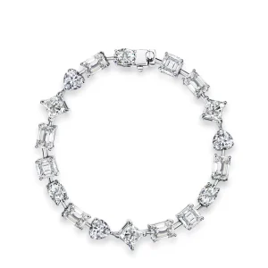 Fancy Shape D Color Moissanite Bracelet, 925 Sterling Silver