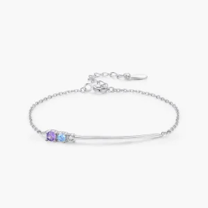 Fashion 925 Sterling Silver Line Design Chain Bracelet for Women Shiny Colored Zircon Fine Jewelry Gift