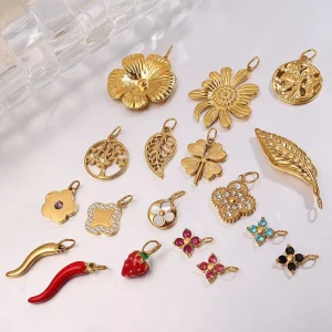 Fashion Designer Stainless Steel Charms DIY Diamond Pendants Accessories for Jewelry Making