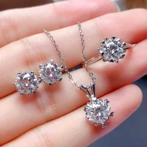 Fashion Shiny Rhinestone Stud Earring Set for Women Moissanite Earrings Girl Party Wedding Engagement Jewelry