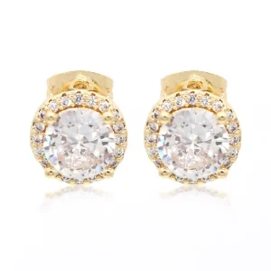 Fashion Women’s Round Crystal CZ Diamond Stud Earrings