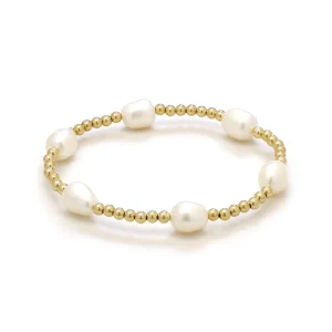 Fine Beaded 14K Gold-Filled Natural Freshwater Pearl Bracelet for Women, Permanent Jewelry