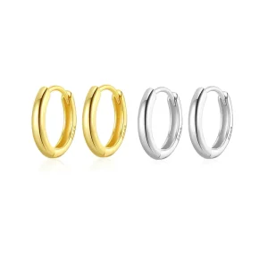 Fine Hoop Earrings 925 Sterling Silver Gold Plated Small Huggie Earrings for Women