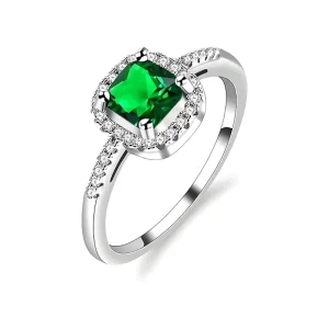 Fine Jewelry Anniversary Luxury Emerald Crystal Zircon 925 Sterling Silver Custom Women Rings