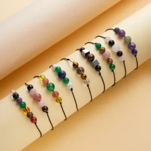 Fine Jewelry Bracelets for Women Ball Bead Rope Couple Bracelets Hand Crystal Beads Adjustable Bracelets With Cards