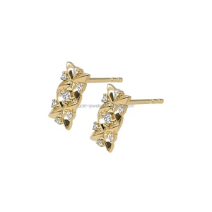 Fine Jewelry Diamond Studs Earrings 18k Real Yellow Gold Earrings Shining Diamonds Jewelry Set 18k Gold Earrings