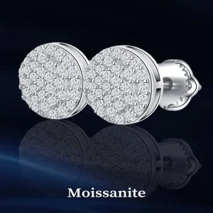 Fine Jewelry Moissanite Diamond Screw Back Stud Earring 925 Sterling Silver Iced Out Rhodium Plated Moissanite Earrings