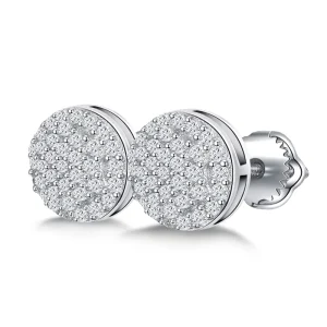 Fine Jewelry Moissanite Diamond Screw Back Stud Earring 925 Sterling Silver Iced Out Rhodium Plated Moissanite Earrings