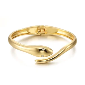 Fine Snake Bracelet with Gold-plated and Diamond Dot Golden Snake Korean Style Unique Original Design Hand Jewelry
