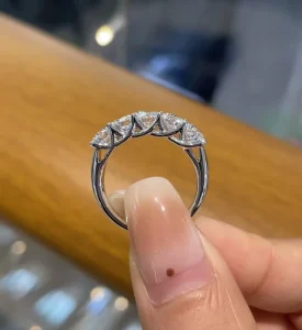 Five Stone Half Setting Diamond Eternity Band 18K 14K Solid Gold Lab Grown Diamond Wedding Ring for Women and Men
