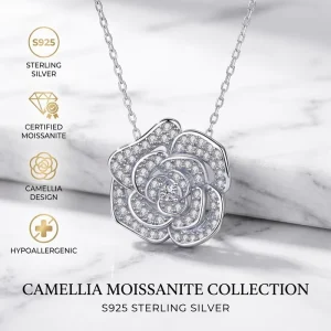 Flower-Shape Moissanite Necklace 18K White Gold-Plated S925 Silver O-Chain
