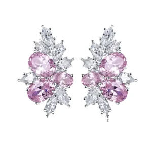 Flower Zirconia 925 Sterling Silver Bridal Stud Earrings