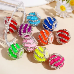 Fluorescent Spiral Rectangular Rhinestone and Pearl Chain Beads for Jewelry Making