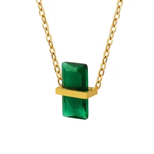 French Geometric Diamond Colorful Zircon Pendant Collar Necklace