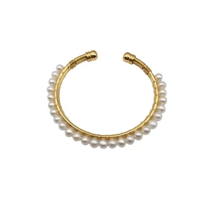 French INS Style Freshwater Pearl Opening Bracelet for Women