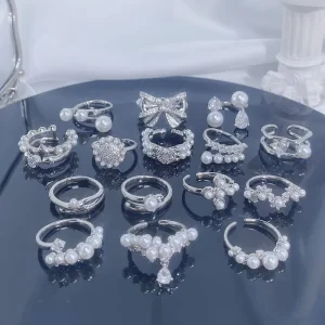 French Open Circle Pearl Ring for Women