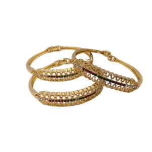 French Retro Elegant Classic Customizable Color Diamond Embellished Gold Plated Alloy Charm Fashion Bracelet Women’s Bangle