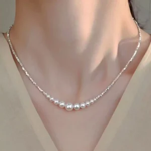 French-Style Dainty Pearl Clavicle Chain Necklace