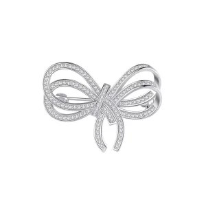 French Style Large Bow Brooch Brass Plated Suit Accessory Pin