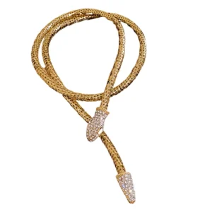 French Women’s Snake-Shaped Diamond-Encrusted Magnetic Necklace