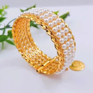 Freshwater Multi-Layer Pearl Bracelet, 18K Gold-Plated, for Women