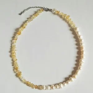 Freshwater Pearl Beaded Choker Necklace with Cross Pearl, Women