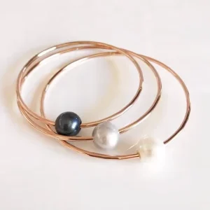 Freshwater Pearl Bracelet Adjustable Minimalist Handmade Tarnish Free Open Design Fashion Jewelry Women Hawaiian Bangle Custom