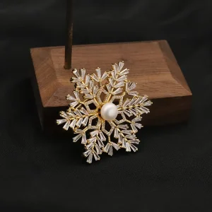 Freshwater Pearl Leaf Brooch for Coat and Jacket Lapels