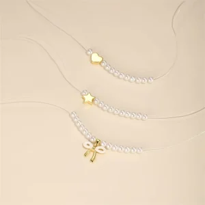 Freshwater Pearl Love Bow Necklace and Bracelet Set