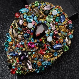 Full-Diamond Crystal Brooch European and American Vintage Suit Accessory Pin
